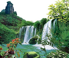 清新山水風景畫元素