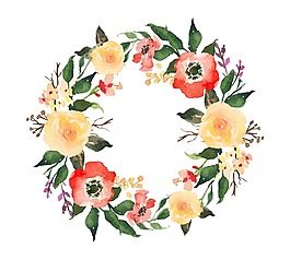唯美彩色花朵花環(huán)元素
