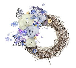 浪漫唯美藍色花朵元素
