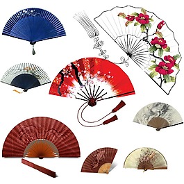 中國(guó)風(fēng)彩色扇子元素