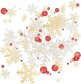 紅色圓球雪花元素