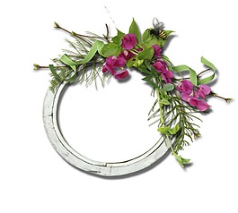 紫色花朵花環(huán)元素