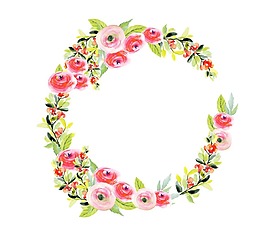 清新粉色花環(huán)元素