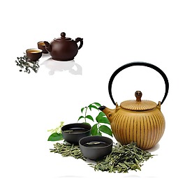 茶葉茶壺泡茶元素