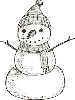 手繪卡通雪人元素