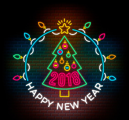 2018新年霓虹灯素材