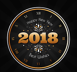 2018新年元素時鐘素材