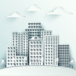 白色時尚建筑群矢量背景