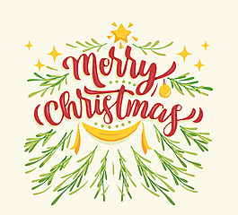 彩繪圣誕快樂藝術(shù)字矢量素材