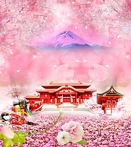 日本櫻花節旅游背景設計