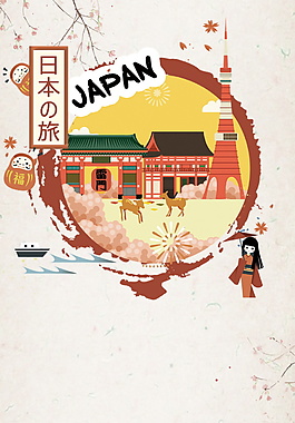 创意个性日本旅游海报背景设计模板