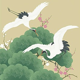 中國(guó)風(fēng)仙鶴樹(shù)林背景