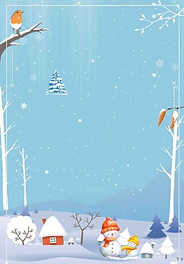 小清新樹林雪人背景