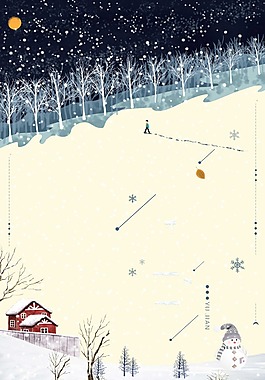 卡通雪花树林背景