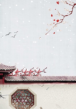 中国风雪花腊梅背景