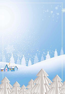 小清新雪花树林背景