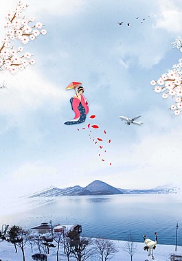 浪漫冬季花瓣背景