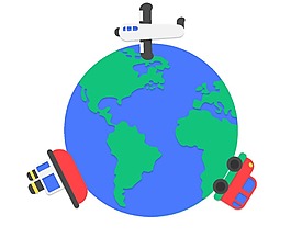 手繪藍(lán)色地球儀元素