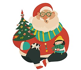 卡通圣誕老人圣誕節(jié)元素