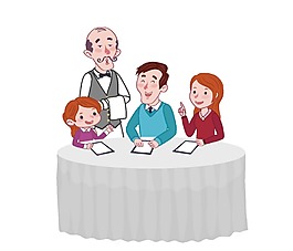 手绘卡通一家三口学习元素