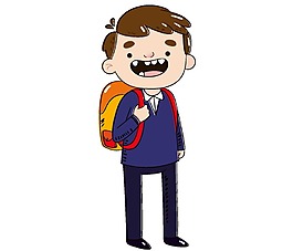 卡通男孩上學(xué)元素