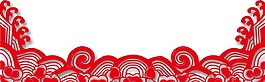 红色剪纸浪花png元素