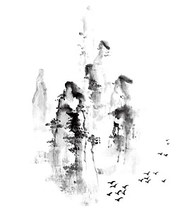 中國古風(fēng)山水畫png元素