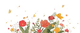 卡通蝴蝶和鮮花png元素