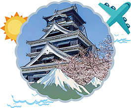 簡約清新花邊框日本旅游裝飾元素