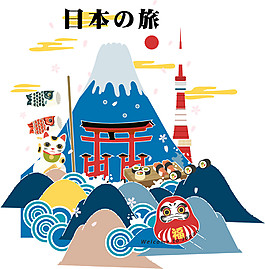 可愛手繪日本旅游裝飾元素
