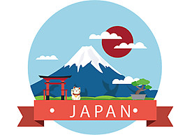 清新藍色天空日本旅游裝飾元素
