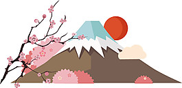 清新雪景日本旅游裝飾元素