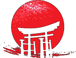 红色热情风格日本旅游装饰元素