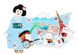 可爱蓝色歌姬日本旅游装饰元素