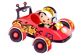 卡通紅色小賽車png元素