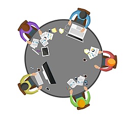 卡通圓桌辦公場(chǎng)景png元素