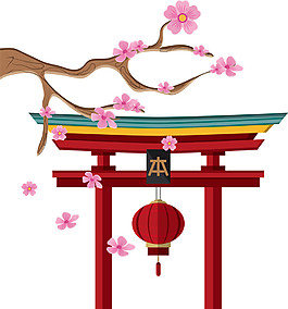 清新粉色櫻花日本旅游裝飾元素
