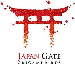 紅色熱情楓葉拱門日本旅游裝飾元素
