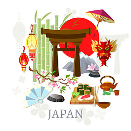 清新彩色手繪壽司日本旅游裝飾元素