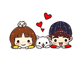 卡通可愛(ài)孩子和小貓png元素