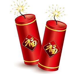 大紅炮竹迎新年png元素