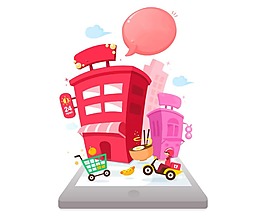 卡通購物廣場png元素