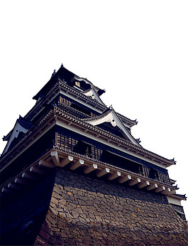 簡約深色寺廟日本旅游裝飾元素