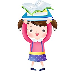 卡通讀書女孩png元素