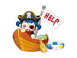 卡通救助小船png元素