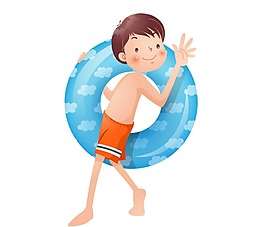 卡通準備游泳男孩png元素