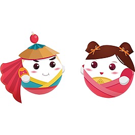 可愛新年娃娃元素