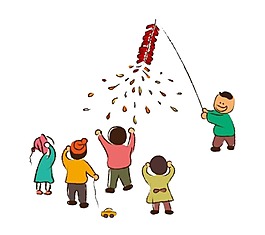 卡通春節(jié)鞭炮元素PNG