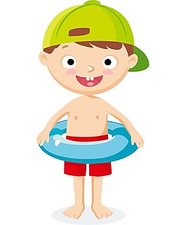 帶泳圈的小男孩png元素