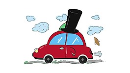 紅色卡通汽車png元素